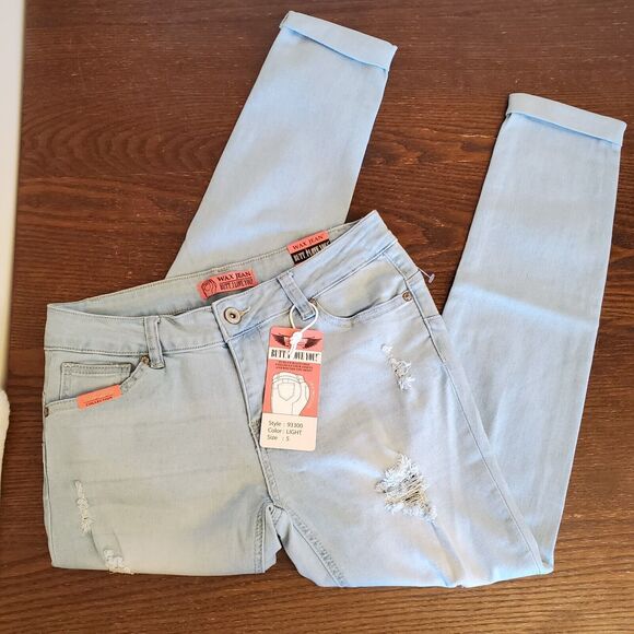 NEW Wax Jean Collection Size 5 Los Angeles Skinny Jeans Light Wash Distressed - Picture 12 of 16